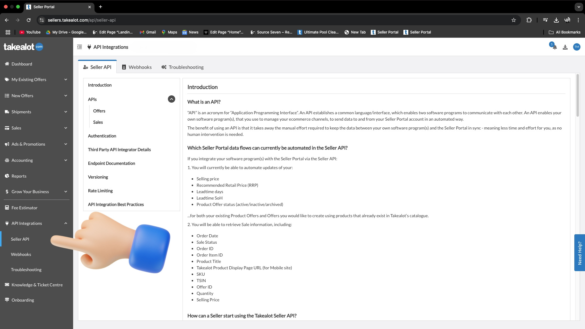 Takealot API Integrations — click Seller API