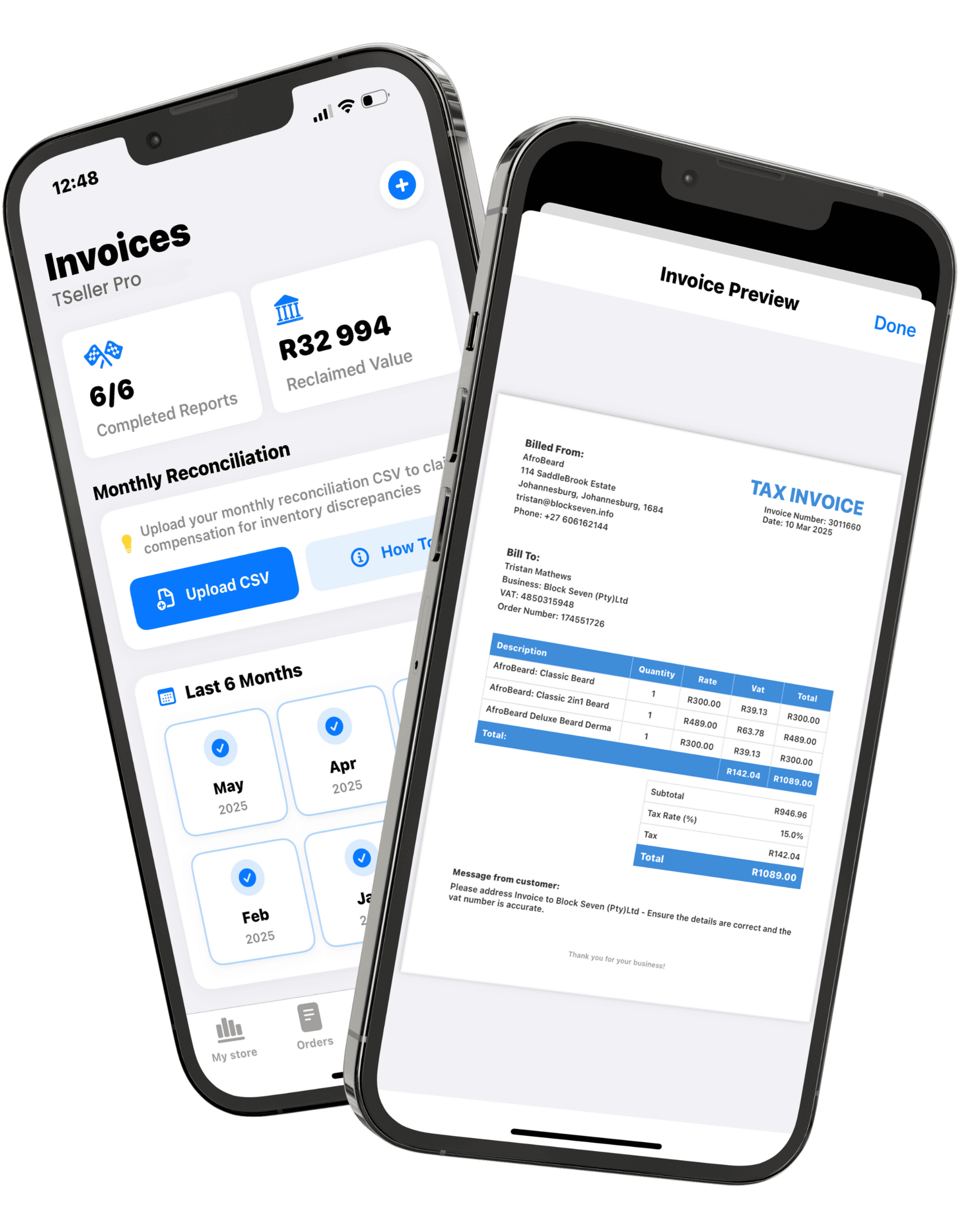 TSeller Stock Reconciliation on mobile